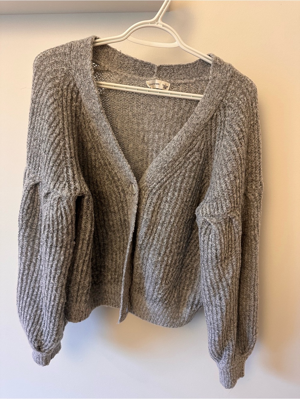 Gentle Fawn Heather Gray Ribbed V-Neck Button Cardigan